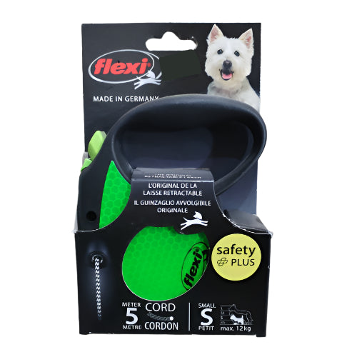 Flexi Neon S Cord 5 m – Neon zeleni povodac za pse