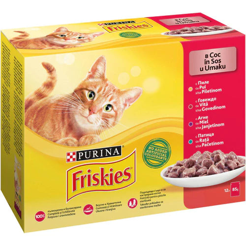 Friskies 12x85 g - Piletina, Govedina, Jagnjetina, Pačetina U Sosu