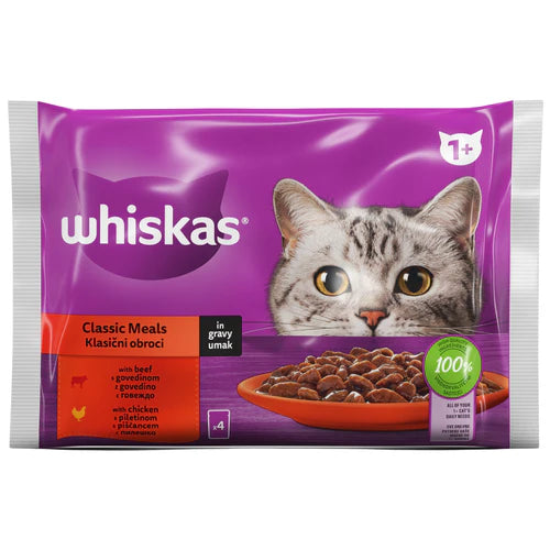 Whiskas 4x85 g - Klasičan Izbor Sa Govedinom U Sosu
