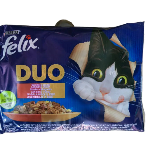 Felix Duo piletina i govedina 4 × 85 g – vlažna hrana za odrasle mačke